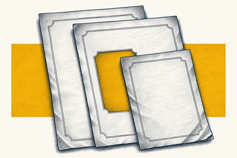 Engraving of layered hatched lease sheets with an amber-highlighted zone